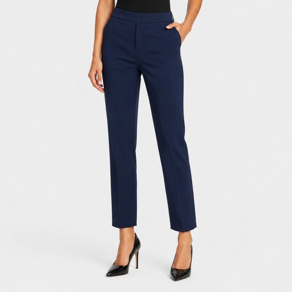 Banana Republic Womens Navy Blue Elastic Back Tapered Ankle Pants Size 4 1588693